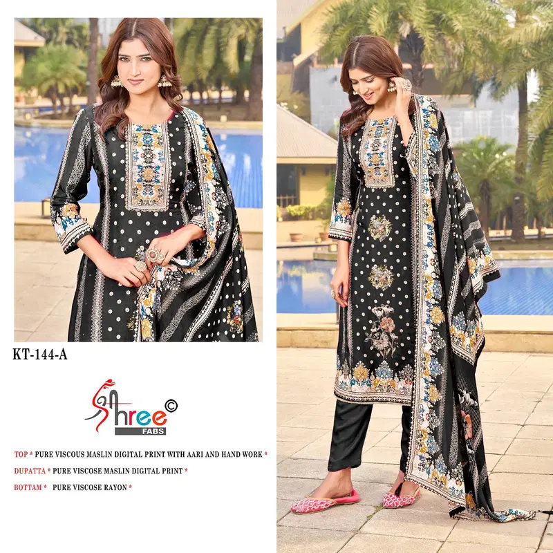 Kt 144 By Shree Fabs Viscose Digital Printed Salwar Suits Wholesalers In Delhi